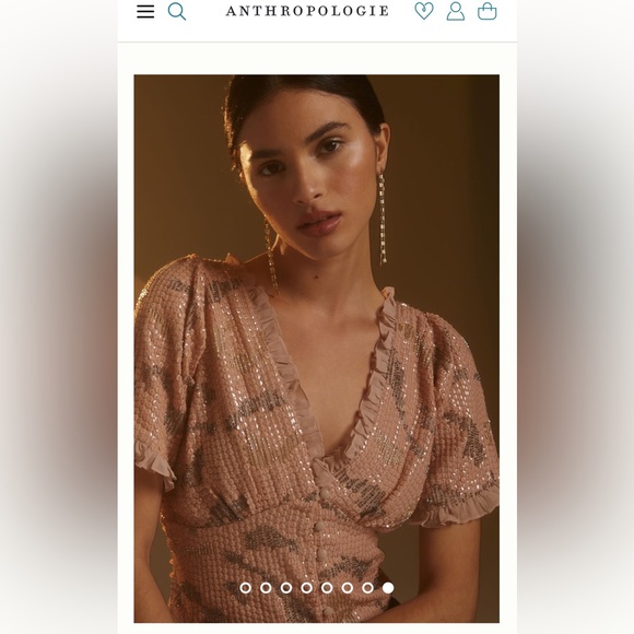 NWOT Anthropologie Forever That Girl Pink Sequin Blouse Sz XS - Picture 1 of 16